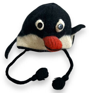 Hand Knitted Nepal Penguin Hat Wool Children S/M Fleece Lined